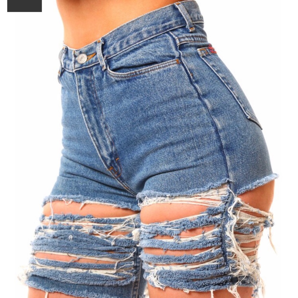 Custom distressed shorts.
